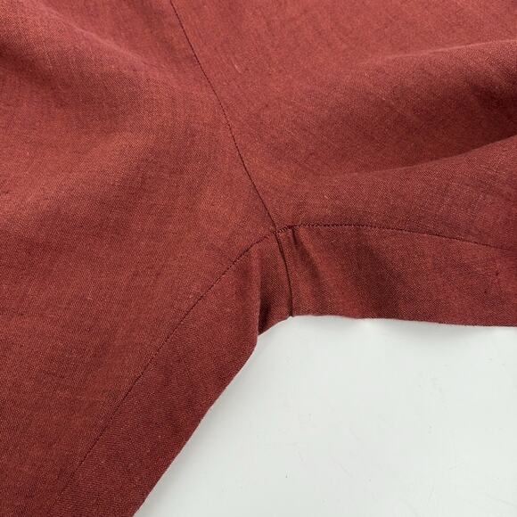 Animale Women’s Rust Linen Cropped Wide Leg Flat Front Pants Size Large - Picture 6 of 13